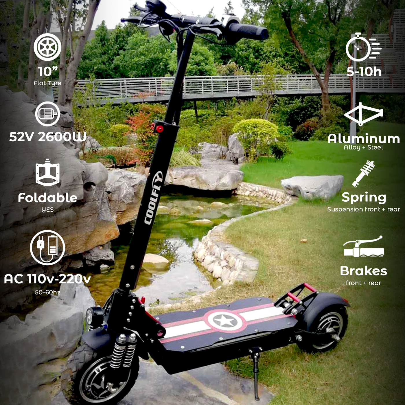 Experience the Future of Speed: CoolFly D10 - The Ultimate 2600W 52V Dual Motor Folding Electric Scooter