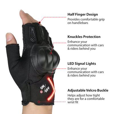 LED Turn Signal Half Finger Gloves 2023