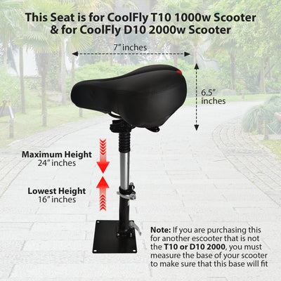 CoolFly Scooter Seat- Cushioned Seat with Seat Post (CoolFly T10-1000w/D10 2000w)