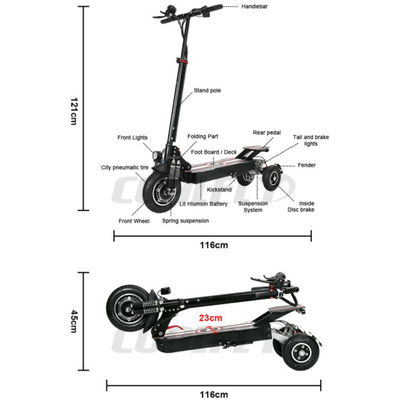 CoolFly-T10-1000w 48v  3 Wheel Folding Electric Scooter ( New Model) - Best Electric City Rides